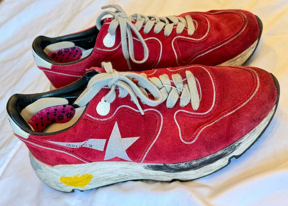 Golden Goose Running Sole Suede Sneakers in Red